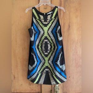 English rose, geometric sequin, and beaded dress